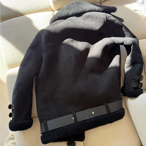 Acne studios suede lambskin shearling jacket in black size 34 - Picture 10 of 12